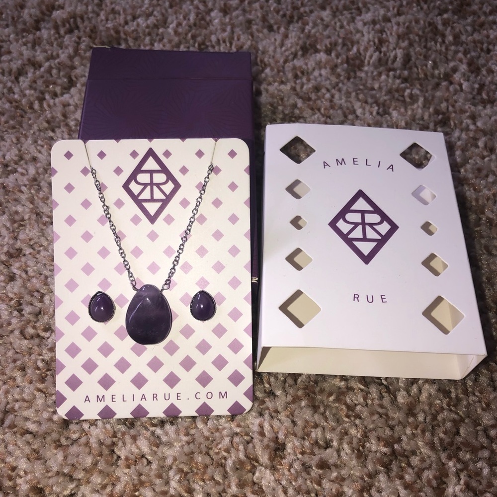 Amelia Rue Purple Amethyst Necklace & Earrings